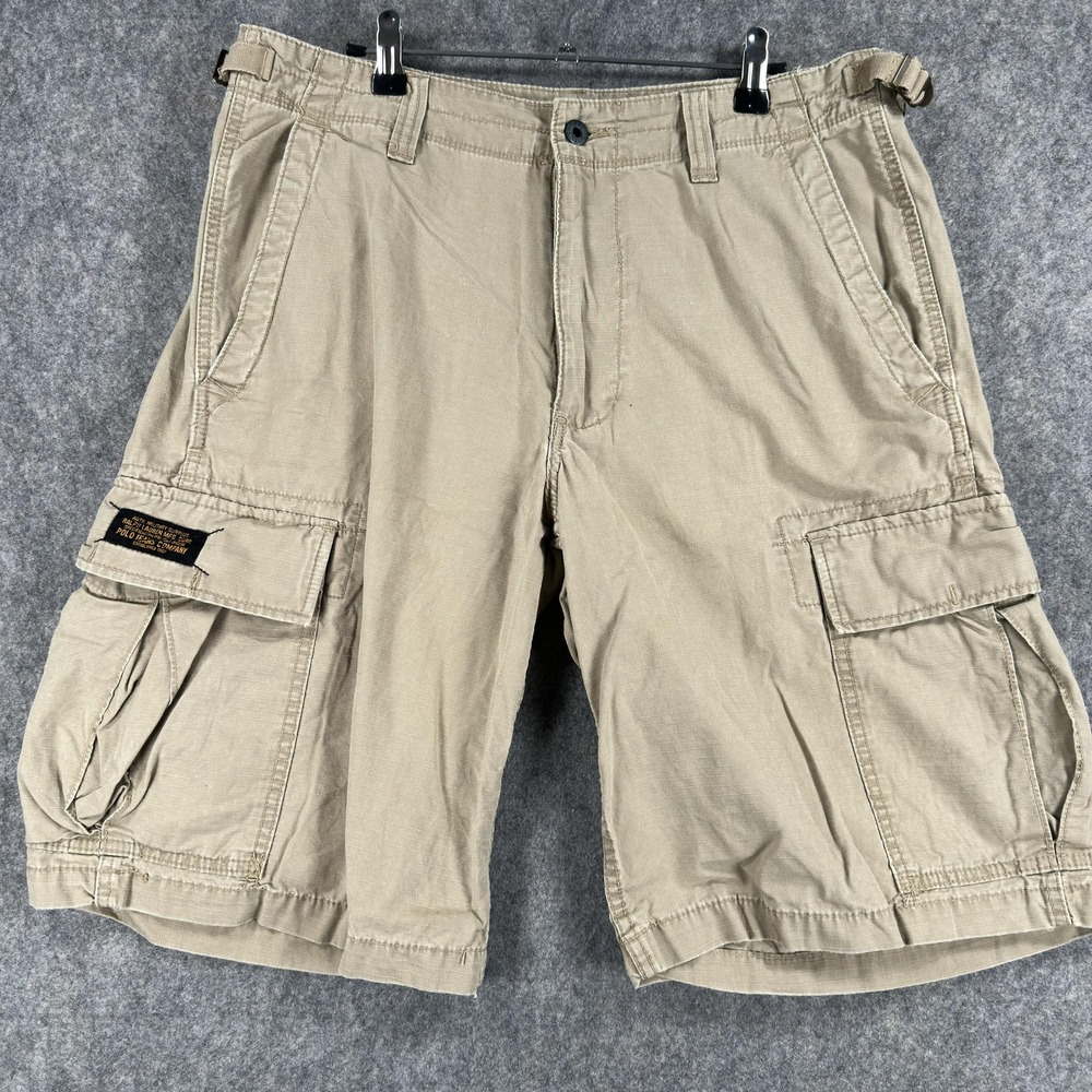 Polo Jeans Co Ralph Lauren Cargo Shorts Mens 34 (Tag 32) Beige Ripstop Military
